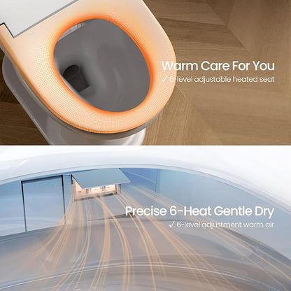 R&T Electric Bidet Seat for Small Round Toilet, Adjustable Warm Water, Air Dryer, Heated Seat, Night Light, Deodorization V305-2