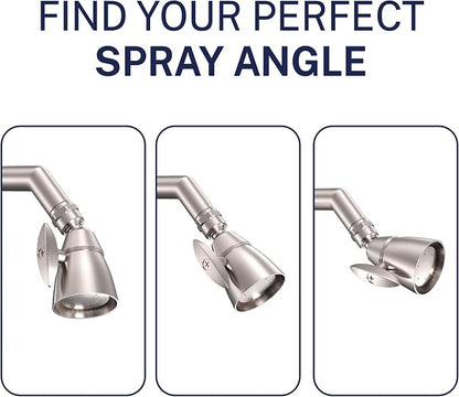 HammerHead Showers® Solid Metal 2 Inch High Pressure Shower Heads - BRUSHED NICKEL – 2.5 GPM Shower Heads High Pressure - High Flow Shower Head with ADJUSTABLE SPRAY PATTERN - Fixed Shower Head