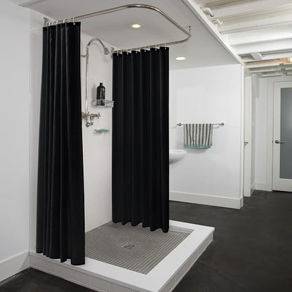 Nasitos Long Fabric Shower Curtain Liners 2 Pack - W72 x H78 - Water Resistant & Lightweight Cloth Shower Curtains for Bath Tub, Soft Hotel Quality, Machine Washable (Black, Magnets Included)