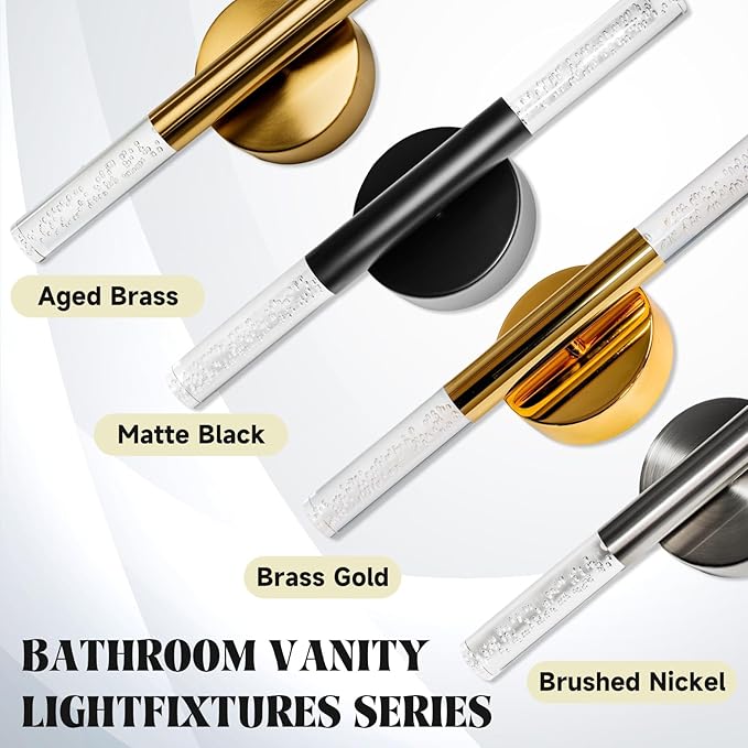 LED Bathroom Vanity Lights,16 inch Bathroom Light Fixtures Over Mirror,3000K Natural Warm Light, ETL＆UL Listed, Modern Wall Sconce for Bedroom,Living Room,Hallway,Gold