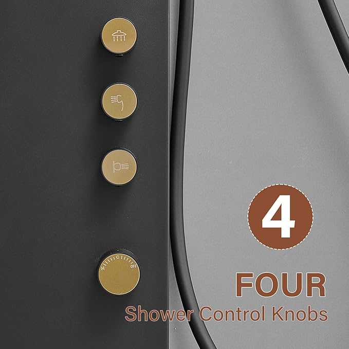 3 in 1 Shower Panel Tower System with Rainfall Shower Head, Handheld Shower Wand and Body Spray Stainless Steel Shower Tower Multi-Function Shower Panels for Bathroom, Black
