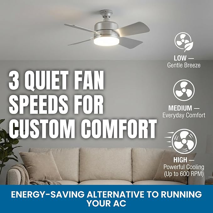 Bell+Howell Socket Breeze 15.4" Socket Fan Light with Remote Control | 1000 Lumens, 3 Fan and Light Modes, Portable, Easy to Install Ceiling Fan Replacement for Bedroom, Kitchen, Living Room