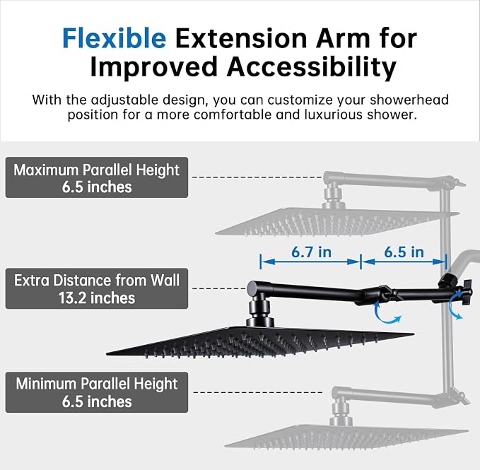 G-Promise All Metal 10 Inches Rainfall Shower Head with Handheld Combo | All Metal, Built to Last, Easy Install, Adjustable Height & Angle for All Heights, Extra Long Hose, Modern Upgrade