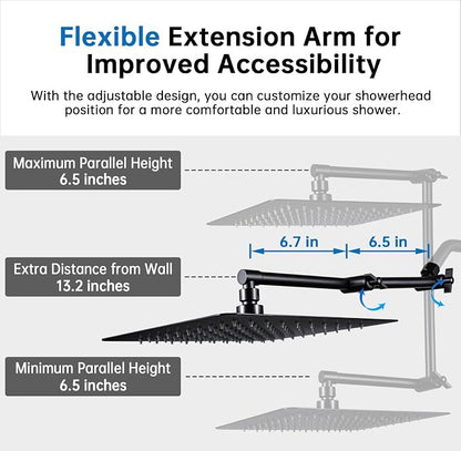 G-Promise All Metal 10 Inches Rainfall Shower Head with Handheld Combo | All Metal, Built to Last, Easy Install, Adjustable Height & Angle for All Heights, Extra Long Hose, Modern Upgrade