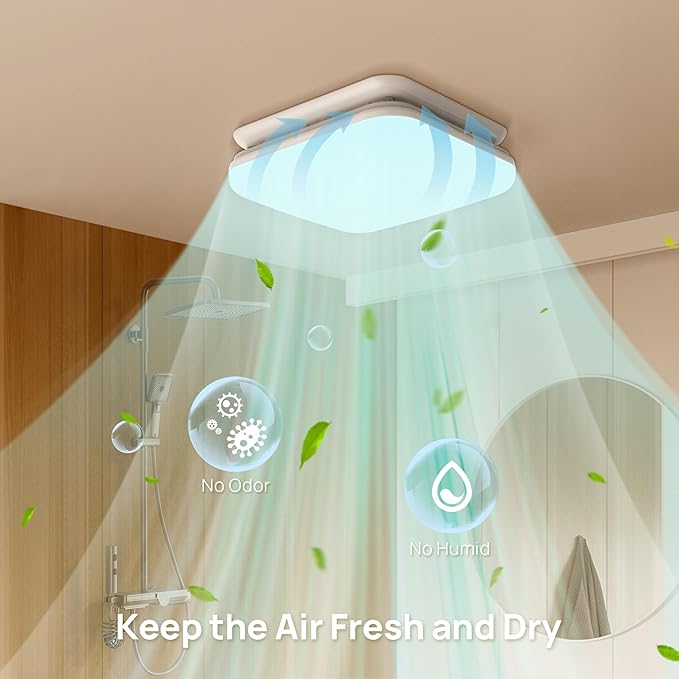 Consciot 50 CFM Bathroom Exhaust Fan with Light, Super Quiet 1.0 Sone, Suitable for mounting Hole 7.68 x 7.36 inches, 1000lm LED Light 5CCT Selectable & Nightlight, Bathroom Vent Fan for Ceiling