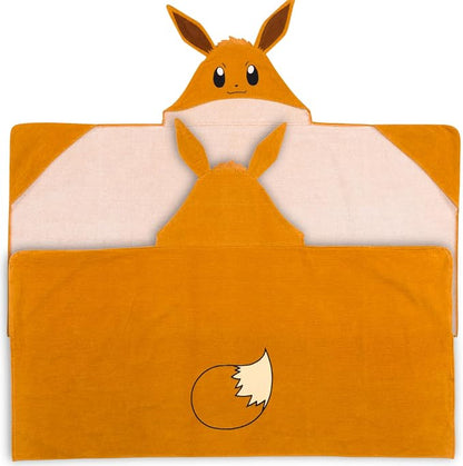 Pokemon Eevee Kids Super Soft Bath/Pool/Beach Soft Cotton Terry Hooded Towel Wrap, 24 in x 50 in, (Officially Licensed Product) By Franco
