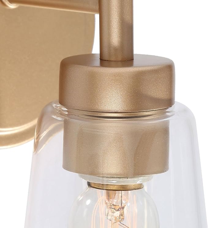 KSANA Gold Wall Sconce, 1-Light Bathroom Light Fixtures with Clear Glass Shade, Modern Sconce Light for Bathroom, Stairway, Living Room and Kitchen