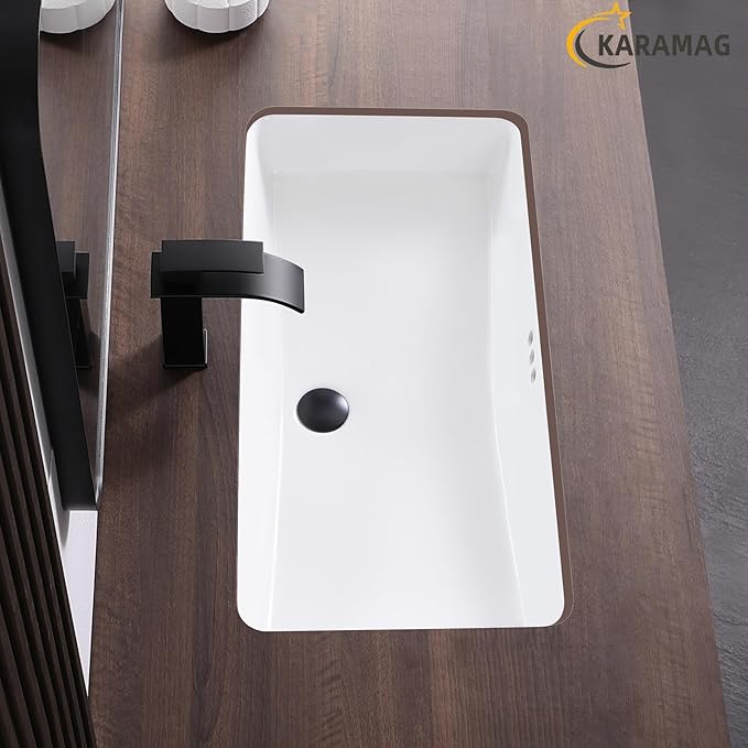 32 Inch Undermount Bathroom Sink Rectangle Undermount Sink White Ceramic Under Counter Bathroom Sinks with Overflow (31.9"x16.5")