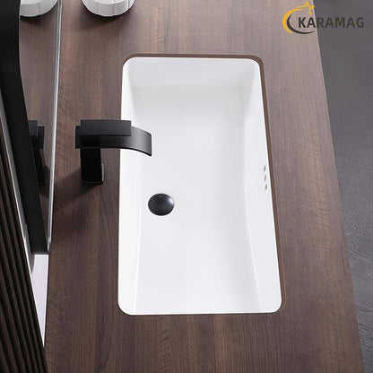 32 Inch Undermount Bathroom Sink Rectangle Undermount Sink White Ceramic Under Counter Bathroom Sinks with Overflow (31.9"x16.5")