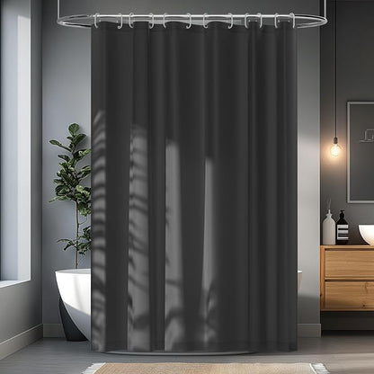 Seenus Charcoal Grey Waterproof Fabric Shower Curtain Liner with 3 Large Magnets, Washable Cloth Shower Liner Carbon Grey, 72 x 72 inch Lightweight Bathroom Shower Curtain Dark Gray