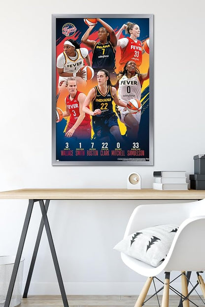 Trends International WNBA Indiana Fever -Team 24 Wall Poster, 34L x 22.4W, Silver Framed Version