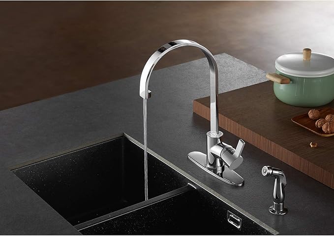 Gourmetier LS8711CTLSP Continental Single-Handle Kitchen Faucet with Side Sprayer, Polished Chrome
