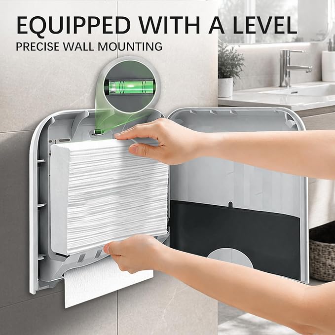 Paper Towel Dispenser,Large Capacity Wall Mount Tissue Dispensers with Smart Lock, Used for Kitchen and Bathroom 300+ Multifold Toilet Paper Holders White