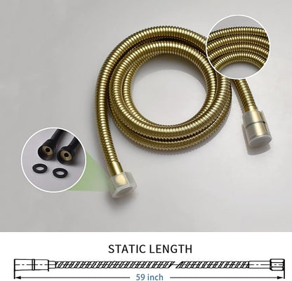 Brushed Gold Shower Head 2 in 1 Function High Pressure 7 inch Hand Held Shower Head Dual Modes High Flow Shower Wand with 59 inch Hose and Shower Bracket
