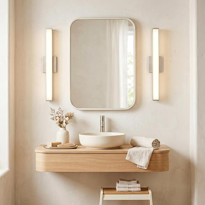 URSOLA 24" Modern LED Bathroom Light Fixtures, Chrome 3CCT Dimmable Bathroom Vanity Light Over Mirror, Bathroom Vanity Bath Bar Lights with Double Layer Acrylic Shade