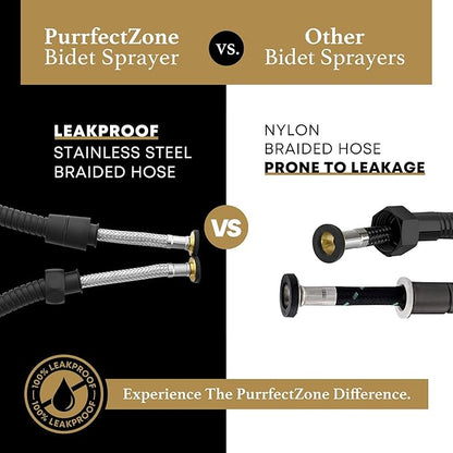 Purrfectzone Black Bidet Sprayer for Toilet, Handheld Shower Kit, Easy-to-Install Toilet Handheld Set, Hand Held Stainless Steel with Adjustable Flow, Cloth Diaper Sprayer Shattaf