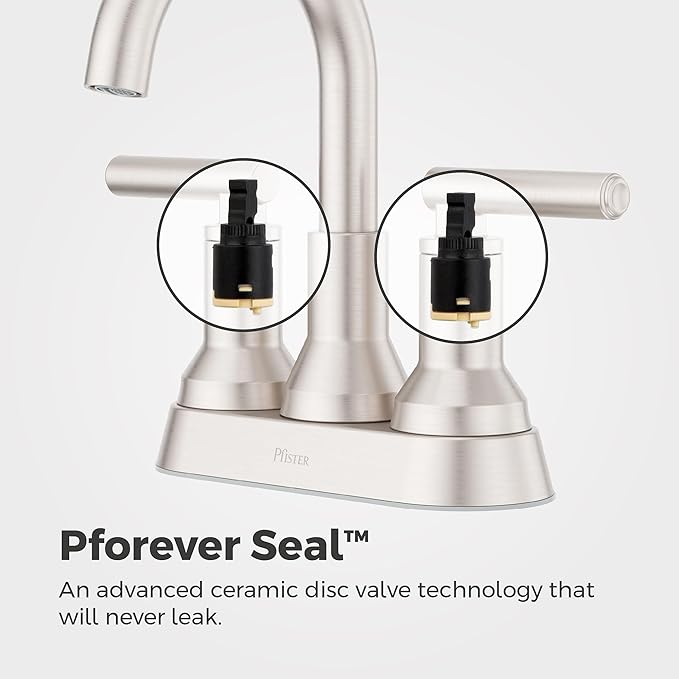 Pfister Capistrano Bathroom Sink Faucet, 4-Inch Centerset, 2-Handle, 3-Hole, NSF Certified, Spot Defense Brushed Nickel Finish, LF048CSOGS