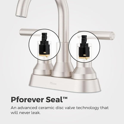 Pfister Capistrano Bathroom Sink Faucet, 4-Inch Centerset, 2-Handle, 3-Hole, NSF Certified, Spot Defense Brushed Nickel Finish, LF048CSOGS