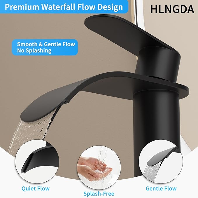 Vessel Sink Faucet,1 Hole Single Handle Tall Bathroom Vanity Faucets,Faucet for Bathroom Sink Modern Utility with Metal Pop Up Drain,Rv Lavatory Faucet Basin Mix Tap Solid Brass,Matte Black