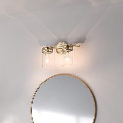 Kichler Brinley 15.75" 2 Light Vanity Light in Champagne Bronze with Clear Glass for Bathroom and Powder Room, (15.75" W x 10.25" H),45688CPZ