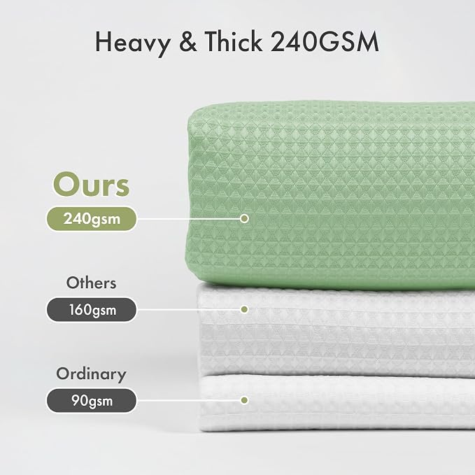 AmazerBath Mint Green Shower Curtain Waffle Textured, Light Green Shower Curtain Fabric Thick Heavy Duty 240GSM, Hotel Quality Bathroom Shower Curtains, Premium Polyester, 72 x 72 Inches