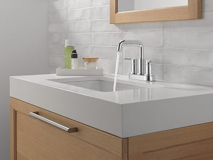 Delta Nicoli Centerset Chrome Bathroom Faucet, 4 Inch 3 Hole Bathroom Sink Faucet for Vanity, Push-Pop Drain Assembly, Chrome 25849LF