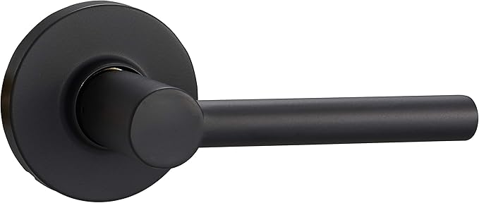 Amazon Basics Contemporary Madison Door Lever - Passage - Matte Black, 6-Pack