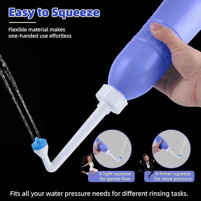 Hibbent Portable Bidet Sprayer and Travel Bidet with Hand Held Bidet Bottle for Personal Cleansing Use Extended Nozzle - Personal Hygiene Care Toilet Bidet Shower/Bathroom Bidet Spray -21.8oz(620ml)