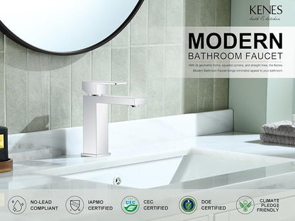 Chrome Bathroom Faucet Single Hole, Single Handle Vanity Sink Faucet | Bathroom Sink Faucet with Pop Up Drain & Supply Lines, Lead-Free cUPC & NSF Certified, 1 Handle Faucet for Vanity RV Restroom