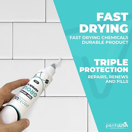 PentaUSA Premixed Tile Grout Repair - Gray (8.8oz/250g) | 5 gray shades with RAL codes, premixed acrylic sanded, bathroom shower kitchen tile, water-resistant, 24-hour cure, 29 sq ft