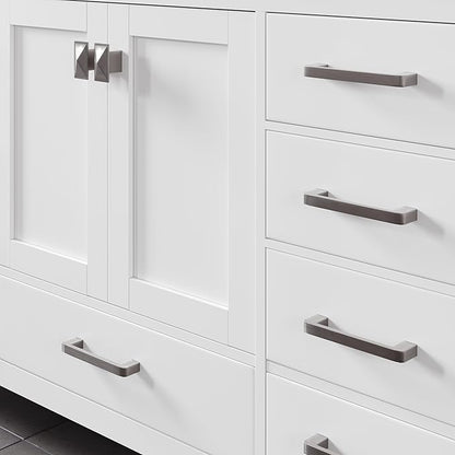 Eviva Aberdeen 96 in. White Double Sink Bath Vanity with Carrara Quartz Top and Undermount Porcelain Sinks