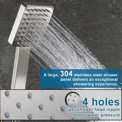 Shower Faucet Set Brushed Nickel Rainfall 12 Inch Shower Head and Handle Set Bathroom Rain Shower System Wall Mounted Shower Fixture Include Shower Valve and Trim Kit