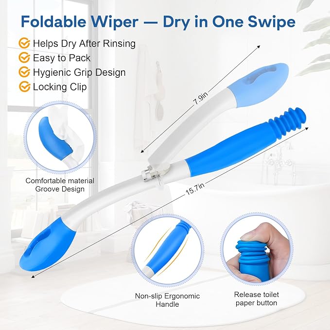 Portable Bidet Toilet Aids Wiper Tool Set for Travel 350ML Bottle | 450mAh Battery | IPX7 Waterproof |Compact & High-Powered with 2 Pressure Modes for Wiping and Personal Hygiene (Blue)