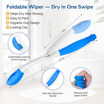 Portable Bidet Toilet Aids Wiper Tool Set for Travel 350ML Bottle | 450mAh Battery | IPX7 Waterproof |Compact & High-Powered with 2 Pressure Modes for Wiping and Personal Hygiene (Blue)