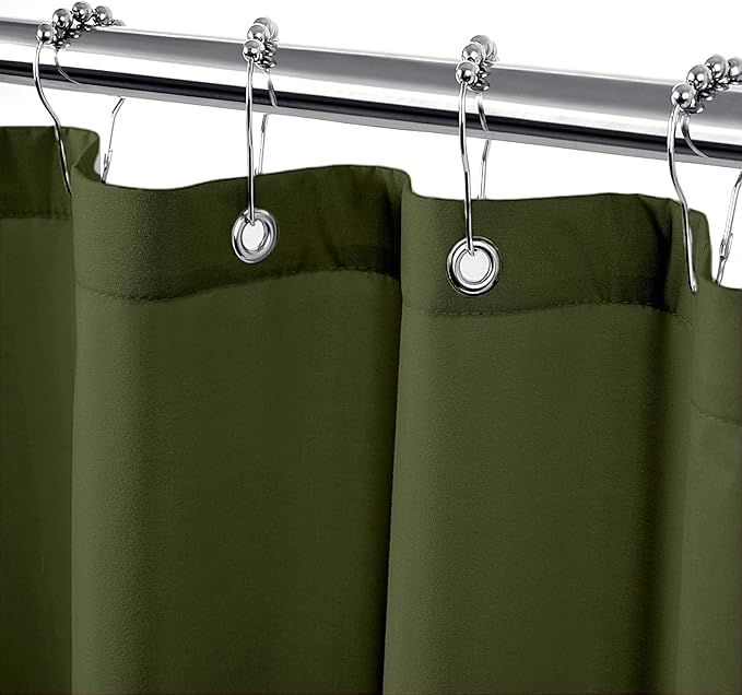 Felisa Dark Green Fabric Shower Curtain Liner with 3 Large Magnets,72 x 78 inches Waterproof & Soft Cloth Shower Curtain Liner,Washable Shower Curtain for Bathroom,Cortinas de Baño