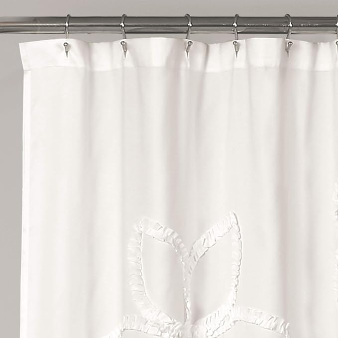 Lush Decor White Ruffle Flower Polyester Shower Curtain,72" W x 72" L (Pack of 6)