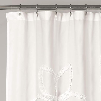 Lush Decor White Ruffle Flower Polyester Shower Curtain,72" W x 72" L (Pack of 6)