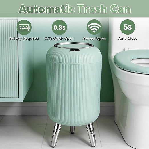 Procade Blue Bathroom Trash Can with Lid,Small Automatic Touchless Trashcan | 3 Gal Motion Sensor Trash can with Legs,Mini Auto Garbage Can,Smart Plastic Waste Basket for Bedroom,Kitchen,Dorm,rv,Office