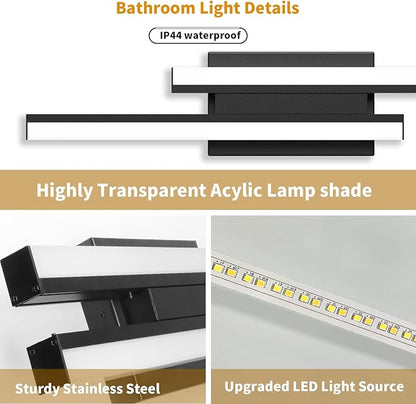 ETL Listed 24 inch Retractable Bathroom Vanity Light- 5CCT Optional Bathroom Light 2700K/3000K/3500K/4000K/5000K/ Bar Vanity Light for Bathroom Mirror Bedroom-25W 1 Pack