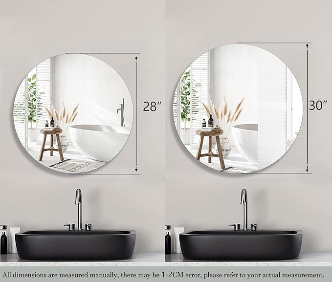 30 Inches Round Bathroom Medicine Cabinet, Frameless Circle Mirror Cabinet Wall Mounted Cabinet with Surface Mount Installation