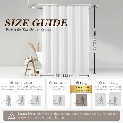 Seasonwood White Linen Shower Curtain Farmhouse Bathroom Decor 72x78 Inches | Boho Bathroom Decor,12 Sturdy Stainless Steel Sliding Hangers,Rustic Country Style,Linen Shower Curtains for Bathroom