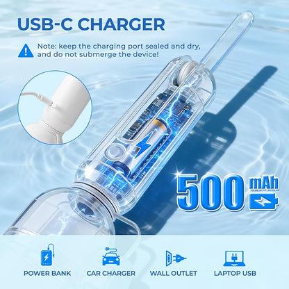 Morfone Portable Bidet for Travel, High Pressure Electric Handheld Sprayer | 350ML with Dual Spray Modes, USB-C Rechargeable Waterproof Travel Bidet for Women, Men, Postpartum, Personal Hygiene(White)