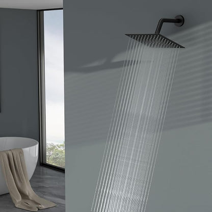 Lordear Rain Shower Heads High Pressure, Rainfall Showerhead for Bathroom Fixed Mount, 8 Inch Large Square High Flow Shower Head (Matte Black)
