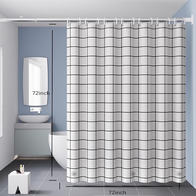 Shower Curtain Liner, 100% Waterproof Peva Shower Curtains with 3 Duty Heavy Bottom Magnets and 12 Rust Proof Grommets, 72x72 Weighted Shower Liner for Shower Stall, Bathtubs