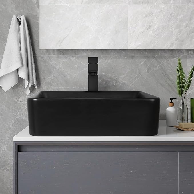 36" Farmhouse Bathroom Vanity with Sink, Bathroom Storage Cabinet w/Sliding Barn Doors & Drawers, Freestanding Vanity w/Black Ceramic Vessel Sink Combo Set