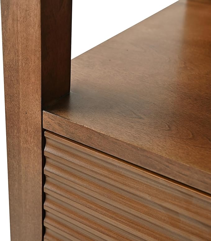 HOMEBEYOND Bathroom Vanity with Storage Cabinet & Shelves, Free-Standing Vanity with Soft-Closing Doors, Golden Brushed Handware, Walnut