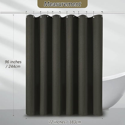 Extra Long Waffle Weave Shower Curtain 96 Inch Length Heavy Duty Shower Curtain for Bathroom, Machine Washable Water Resistant 256GSM Modern Shower Curtains with 12 Hooks, 72Wx96H Brown