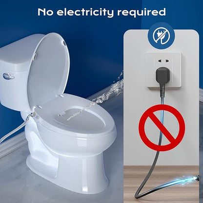 Elongated Bidet Toilet Seat with Quiet-Close, Non-Electric Bidet Mode with Dual Nozzles, Fit Elongated Toilet Seat, Adjustable Water Pressure with Brass inlet (Elongated)