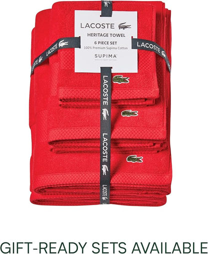 Lacoste Heritage 100% Supima Cotton Hand Towel, Formula One, 16" x 30" – Highly Absorbent & Quick Drying, Premium Super Soft Bath Towel, Bathroom Essential, Gift for All Occasions, Machine Washable