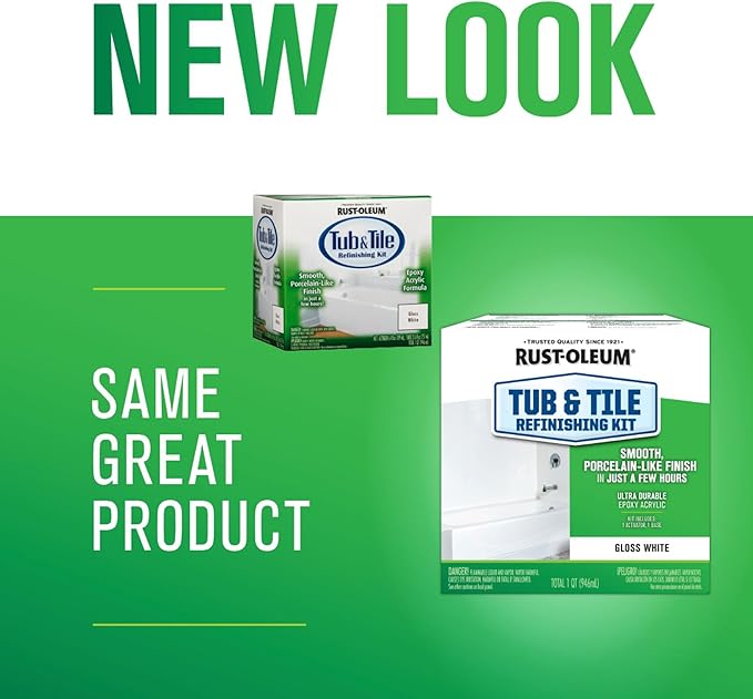 Tub & Tile Touch Up Gloss White Paint Kit | Bathroom Surface Refresh, Ceramic, Porcelain, Fiberglass, Durable Moisture Resistant Finish, Quart